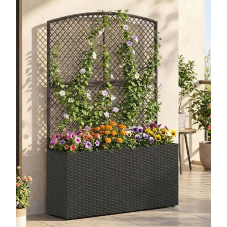 Chậu Trồng Hoa : Bộ 2 Chậu Hoa Hình Chữ Nhật + Lưới Nhựa Dệt 